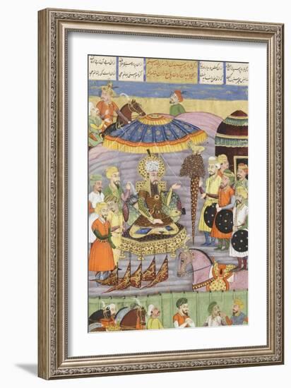 Shahnameh de Ferdowsi ou le Livre des Rois. Sohrab regarde à nouveau la tente de Roustam.-null-Framed Giclee Print