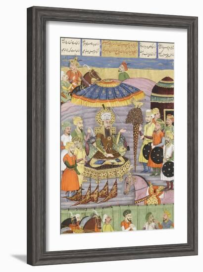 Shahnameh de Ferdowsi ou le Livre des Rois. Sohrab regarde à nouveau la tente de Roustam.-null-Framed Giclee Print