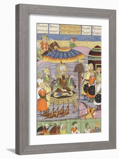 Shahnameh de Ferdowsi ou le Livre des Rois. Sohrab regarde à nouveau la tente de Roustam.-null-Framed Giclee Print