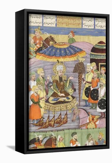 Shahnameh de Ferdowsi ou le Livre des Rois. Sohrab regarde à nouveau la tente de Roustam.-null-Framed Giclee Print