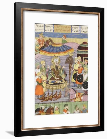 Shahnameh de Ferdowsi ou le Livre des Rois. Sohrab regarde à nouveau la tente de Roustam.-null-Framed Giclee Print