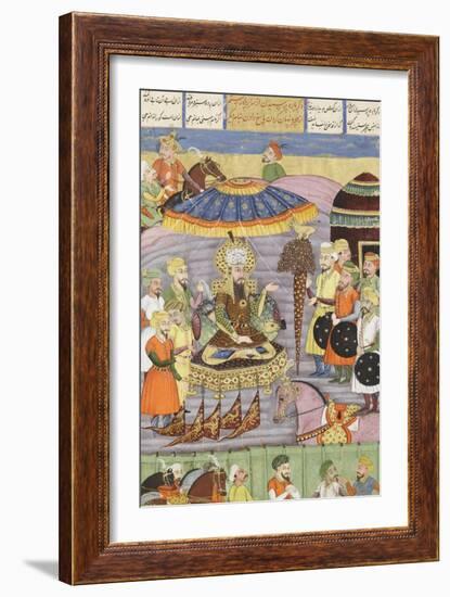 Shahnameh de Ferdowsi ou le Livre des Rois. Sohrab regarde à nouveau la tente de Roustam.-null-Framed Giclee Print