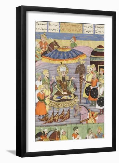 Shahnameh de Ferdowsi ou le Livre des Rois. Sohrab regarde à nouveau la tente de Roustam.-null-Framed Giclee Print