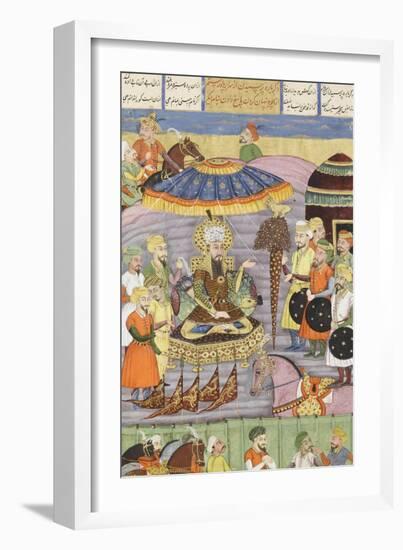 Shahnameh de Ferdowsi ou le Livre des Rois. Sohrab regarde à nouveau la tente de Roustam.-null-Framed Giclee Print