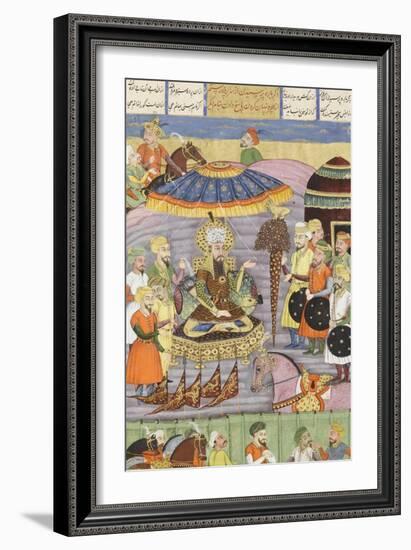 Shahnameh de Ferdowsi ou le Livre des Rois. Sohrab regarde à nouveau la tente de Roustam.-null-Framed Giclee Print