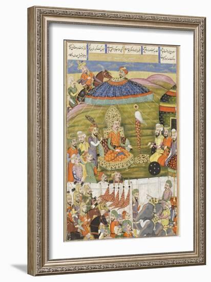 Shahnameh de Ferdowsi ou le Livre des Rois. Sohrab regarde la tente de blanche de Ferisourz-null-Framed Giclee Print