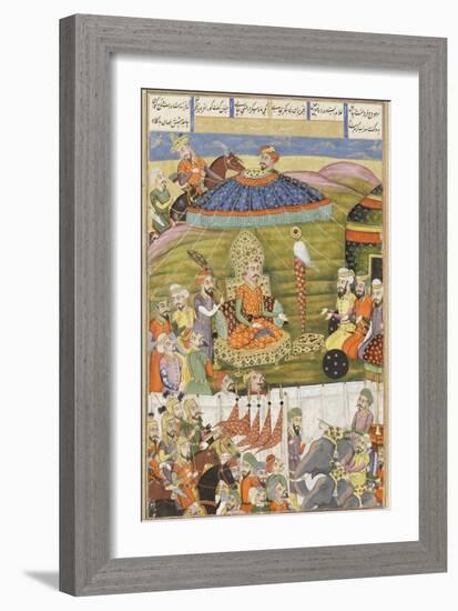 Shahnameh de Ferdowsi ou le Livre des Rois. Sohrab regarde la tente de blanche de Ferisourz-null-Framed Giclee Print