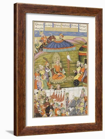 Shahnameh de Ferdowsi ou le Livre des Rois. Sohrab regarde la tente de blanche de Ferisourz-null-Framed Giclee Print