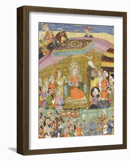 Shahnameh de Ferdowsi ou le Livre des Rois. Sohrab regarde la tente de Guivre-null-Framed Giclee Print