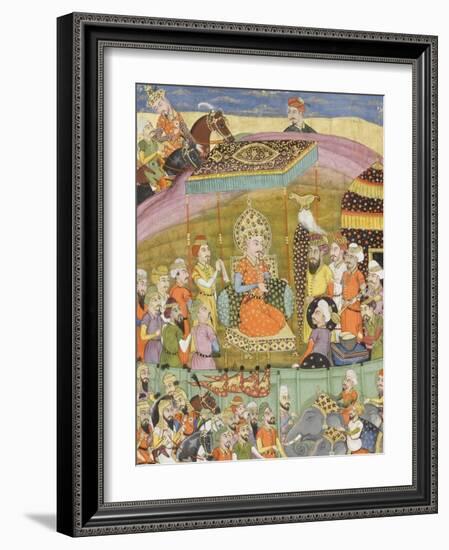 Shahnameh de Ferdowsi ou le Livre des Rois. Sohrab regarde la tente de Guivre-null-Framed Giclee Print