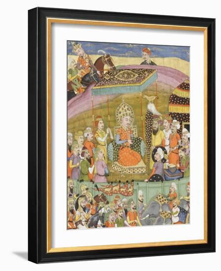 Shahnameh de Ferdowsi ou le Livre des Rois. Sohrab regarde la tente de Guivre-null-Framed Giclee Print