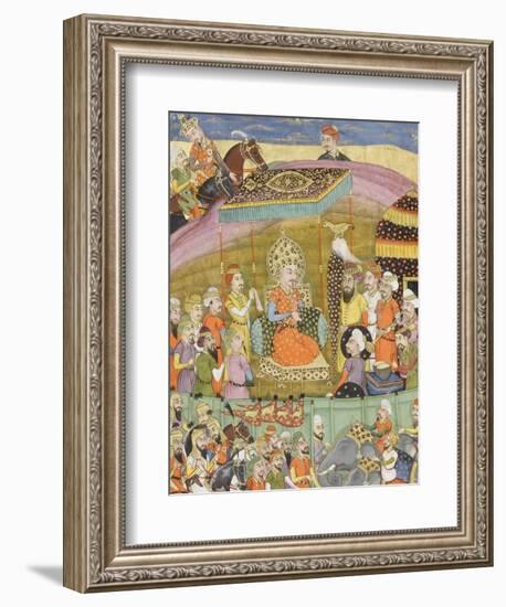 Shahnameh de Ferdowsi ou le Livre des Rois. Sohrab regarde la tente de Guivre-null-Framed Giclee Print