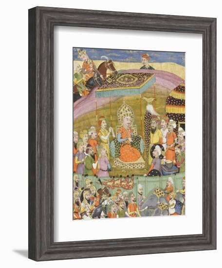 Shahnameh de Ferdowsi ou le Livre des Rois. Sohrab regarde la tente de Guivre-null-Framed Giclee Print