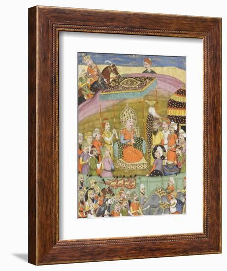 Shahnameh de Ferdowsi ou le Livre des Rois. Sohrab regarde la tente de Guivre-null-Framed Giclee Print