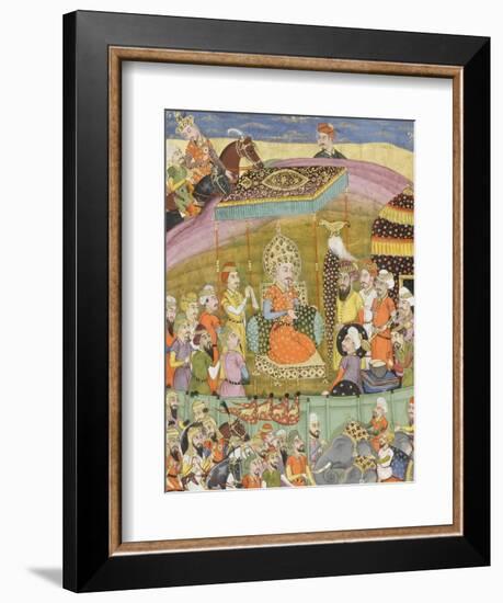 Shahnameh de Ferdowsi ou le Livre des Rois. Sohrab regarde la tente de Guivre-null-Framed Giclee Print