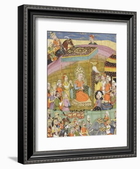 Shahnameh de Ferdowsi ou le Livre des Rois. Sohrab regarde la tente de Guivre-null-Framed Giclee Print