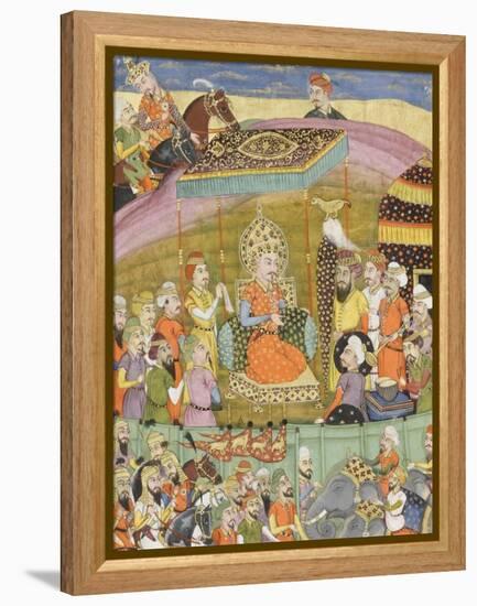 Shahnameh de Ferdowsi ou le Livre des Rois. Sohrab regarde la tente de Guivre-null-Framed Premier Image Canvas
