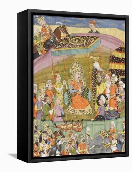 Shahnameh de Ferdowsi ou le Livre des Rois. Sohrab regarde la tente de Guivre-null-Framed Premier Image Canvas