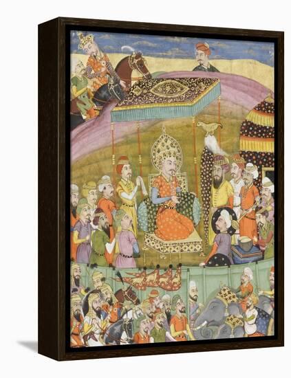 Shahnameh de Ferdowsi ou le Livre des Rois. Sohrab regarde la tente de Guivre-null-Framed Premier Image Canvas