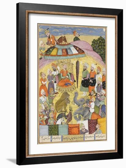 Shahnameh de Ferdowsi ou le Livre des Rois. Sohrab regarde la tente panachés du roi.-null-Framed Giclee Print