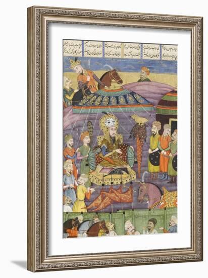 Shahnameh de Ferdowsi ou le Livre des Rois. Sohrab regarde la tente rouge de Rostame, son père.-null-Framed Giclee Print