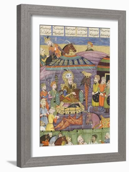 Shahnameh de Ferdowsi ou le Livre des Rois. Sohrab regarde la tente rouge de Rostame, son père.-null-Framed Giclee Print
