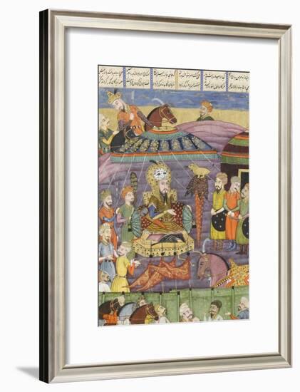 Shahnameh de Ferdowsi ou le Livre des Rois. Sohrab regarde la tente rouge de Rostame, son père.-null-Framed Giclee Print