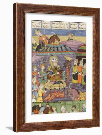 Shahnameh de Ferdowsi ou le Livre des Rois. Sohrab regarde la tente rouge de Rostame, son père.-null-Framed Giclee Print