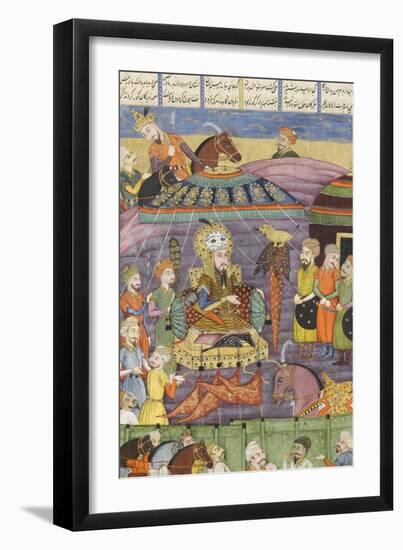 Shahnameh de Ferdowsi ou le Livre des Rois. Sohrab regarde la tente rouge de Rostame, son père.-null-Framed Giclee Print