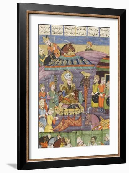 Shahnameh de Ferdowsi ou le Livre des Rois. Sohrab regarde la tente rouge de Rostame, son père.-null-Framed Giclee Print