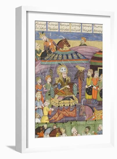 Shahnameh de Ferdowsi ou le Livre des Rois. Sohrab regarde la tente rouge de Rostame, son père.-null-Framed Giclee Print