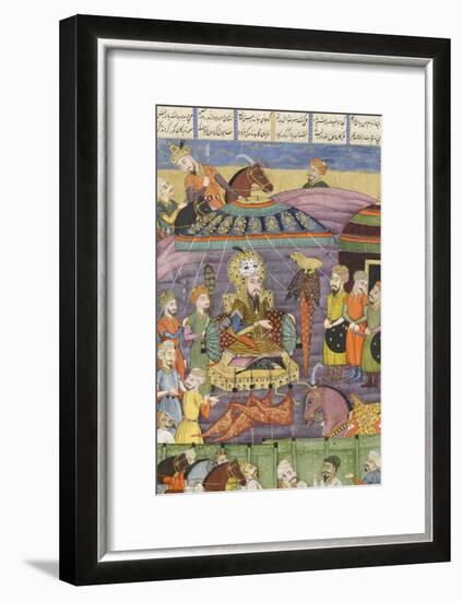 Shahnameh de Ferdowsi ou le Livre des Rois. Sohrab regarde la tente rouge de Rostame, son père.-null-Framed Giclee Print