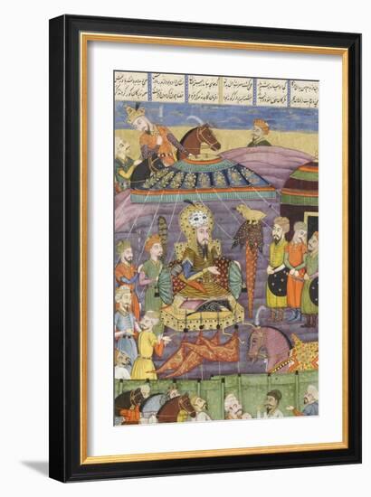 Shahnameh de Ferdowsi ou le Livre des Rois. Sohrab regarde la tente rouge de Rostame, son père.-null-Framed Giclee Print