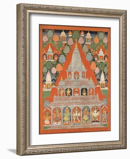 Shaiva Shrines in a Landscape-null-Framed Art Print