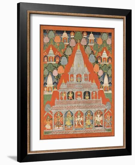 Shaiva Shrines in a Landscape-null-Framed Art Print