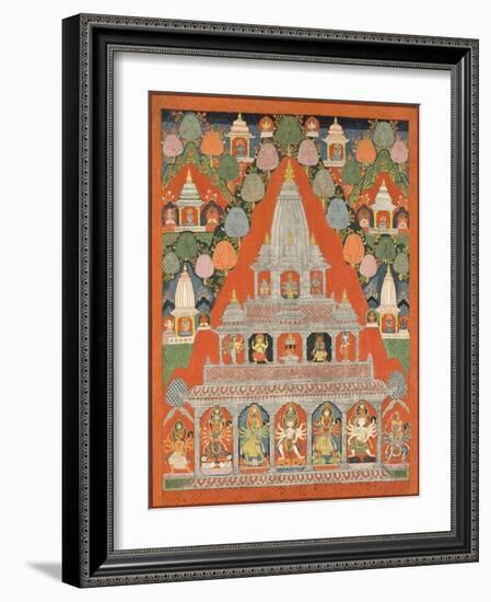 Shaiva Shrines in a Landscape-null-Framed Art Print