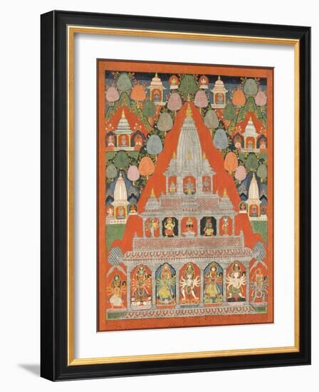 Shaiva Shrines in a Landscape-null-Framed Art Print