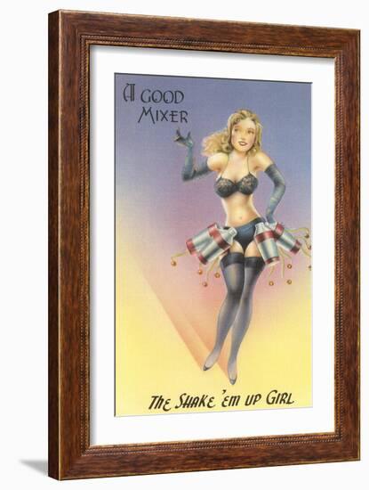 Shake 'em Up Girl Cocktail Shakers-null-Framed Art Print