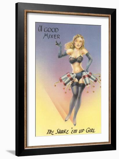 Shake 'em Up Girl Cocktail Shakers-null-Framed Art Print