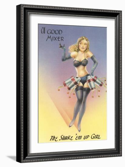 Shake 'em Up Girl Cocktail Shakers-null-Framed Art Print