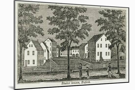 Shaker Houses in Enfield, from "Connecticut Historical Collections," by John Warner Barber, 1856-null-Mounted Giclee Print