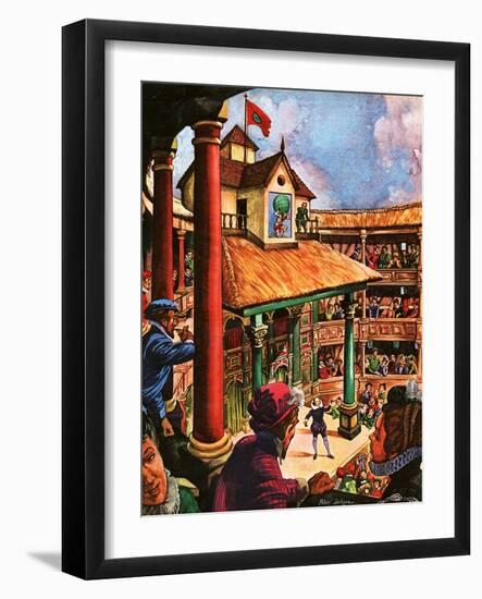 Shakespeare Performing at the Globe Theatre-Peter Jackson-Framed Giclee Print