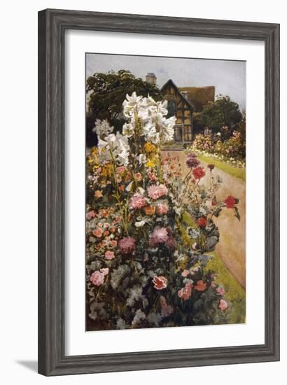 Shakespeare's Garden Stratford-On-Avon. a Packed Herbaceous Border Leads up to the House-null-Framed Art Print