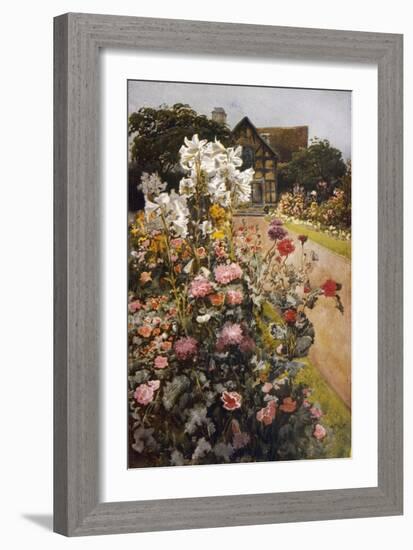 Shakespeare's Garden Stratford-On-Avon. a Packed Herbaceous Border Leads up to the House-null-Framed Art Print