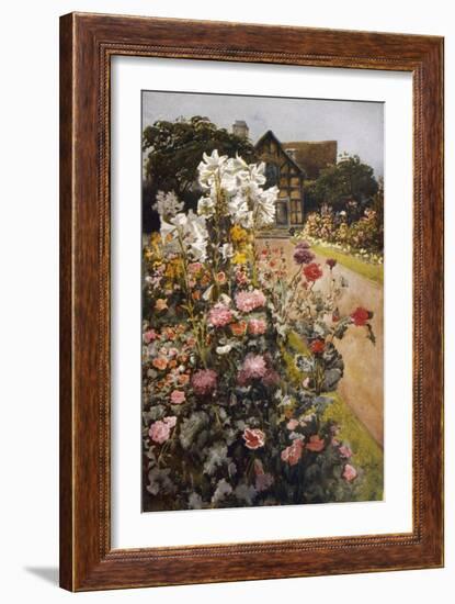 Shakespeare's Garden Stratford-On-Avon. a Packed Herbaceous Border Leads up to the House-null-Framed Art Print