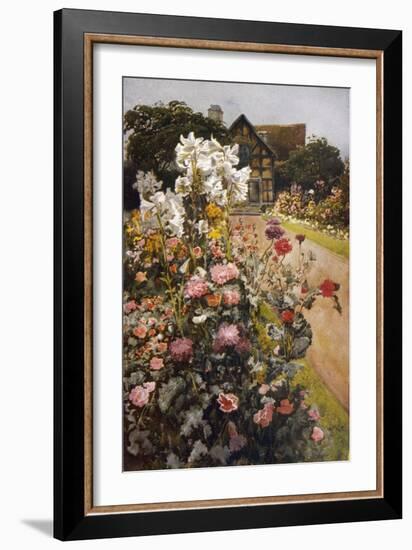 Shakespeare's Garden Stratford-On-Avon. a Packed Herbaceous Border Leads up to the House-null-Framed Art Print