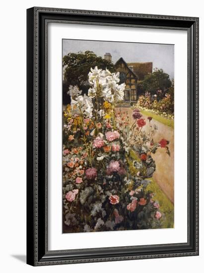 Shakespeare's Garden Stratford-On-Avon. a Packed Herbaceous Border Leads up to the House-null-Framed Art Print