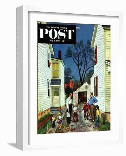 "Shaking Hands after the Fight" Saturday Evening Post Cover, May 5, 1951-John Falter-Framed Giclee Print
