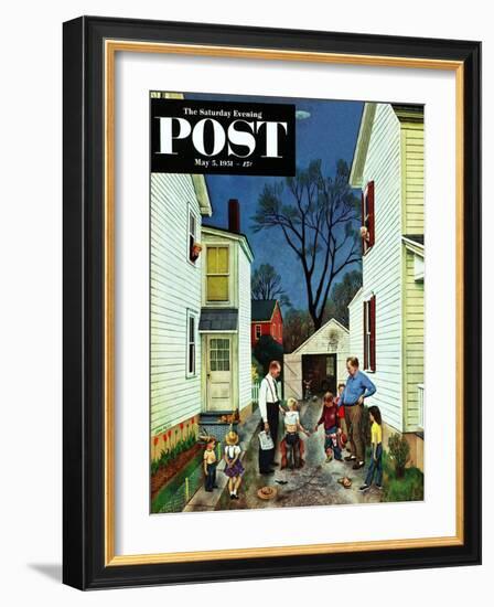 "Shaking Hands after the Fight" Saturday Evening Post Cover, May 5, 1951-John Falter-Framed Giclee Print