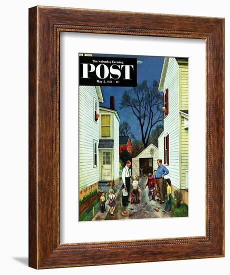 "Shaking Hands after the Fight" Saturday Evening Post Cover, May 5, 1951-John Falter-Framed Giclee Print